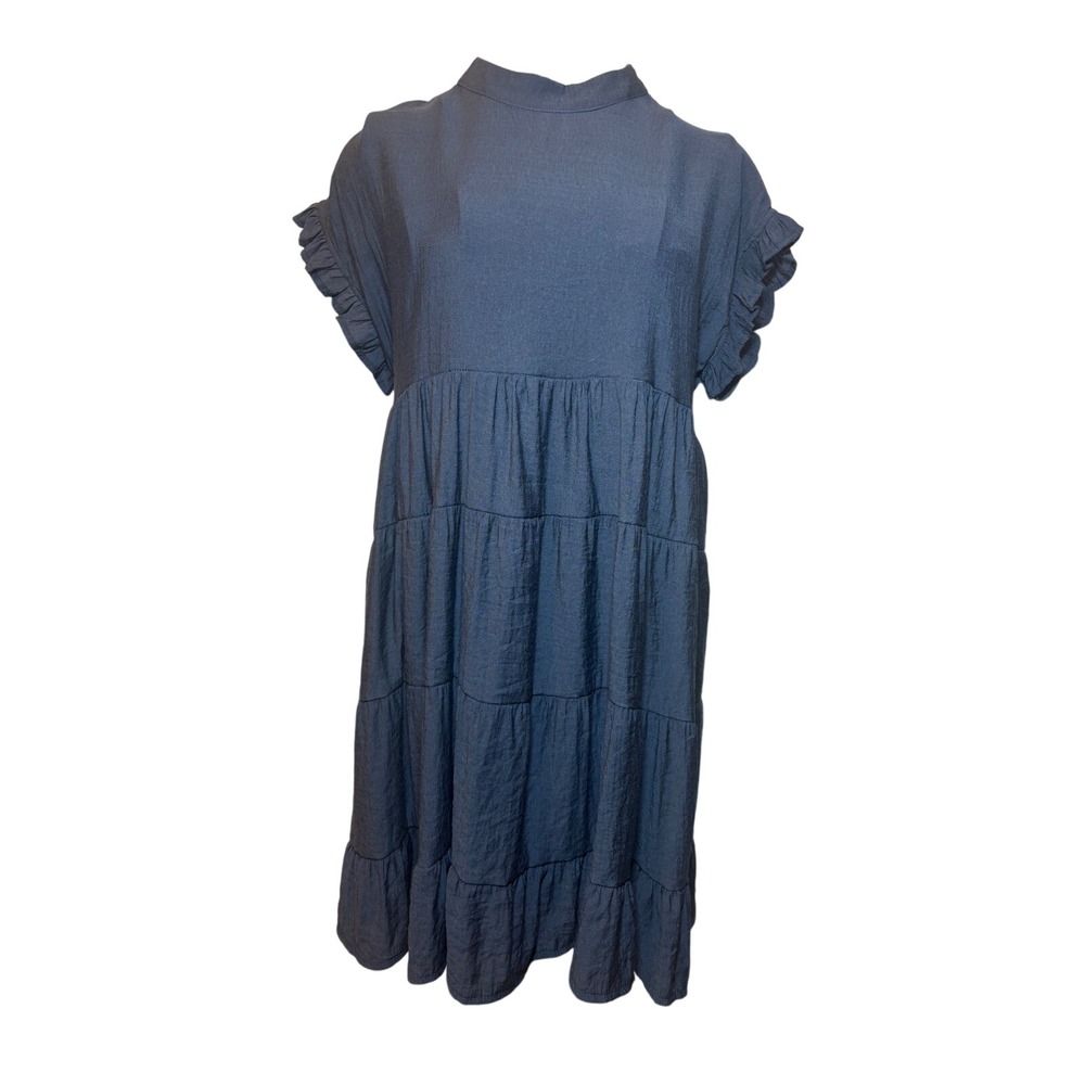 Miholl Womens Navy‎ Blue Tiered Babydoll Dress - Small